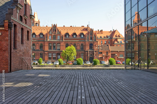 Naklejka miasto architektura wieża vintage