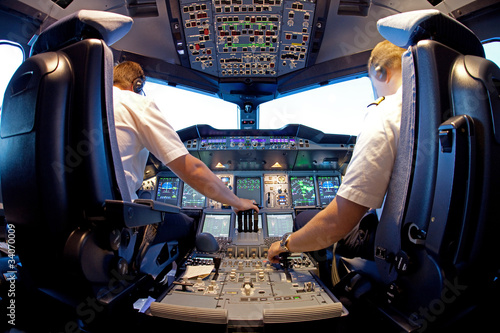 Fotoroleta airbus samolot kokpit pilot boeing