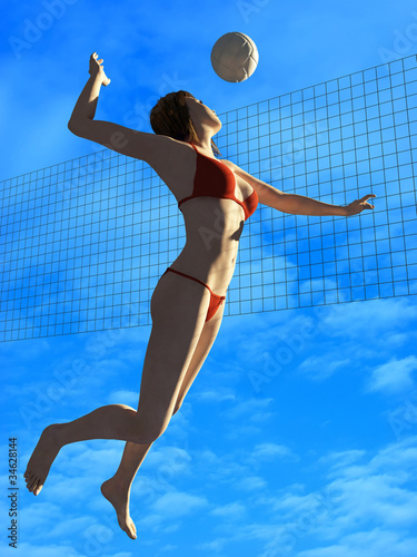 Fototapeta zdrowy kobieta plaża ruch siatkówka