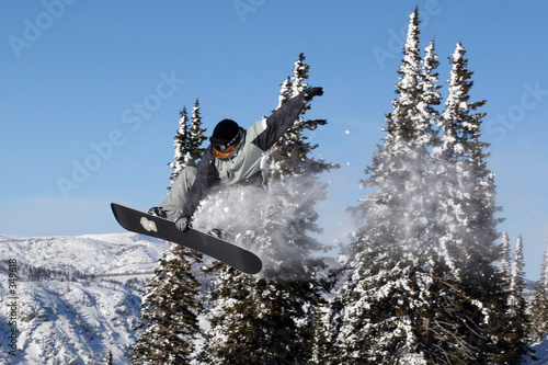 Plakat śnieg snowboard góra