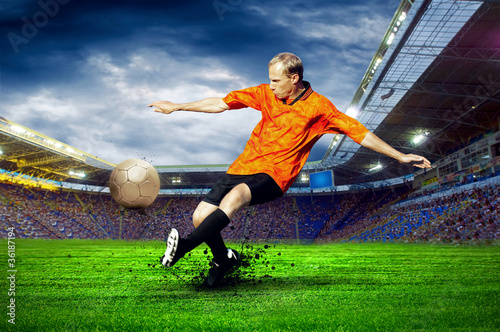 Obraz na płótnie piłka piłka nożna trawa stadion niebo