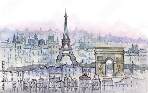 Naklejka spokojny miejski europa francja niebo
