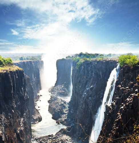 Plakat kaskada woda wodospad natura