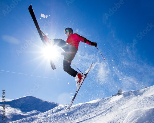 Naklejka góra ruch śnieg słońce sport