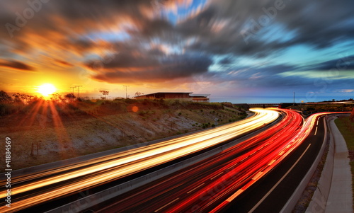 Naklejka autostrada noc most brzeg