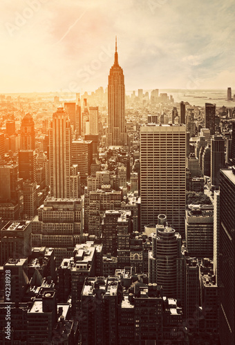 Plakat vintage empire state architektura