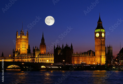 Plakat księżyc londyn wieża niebo