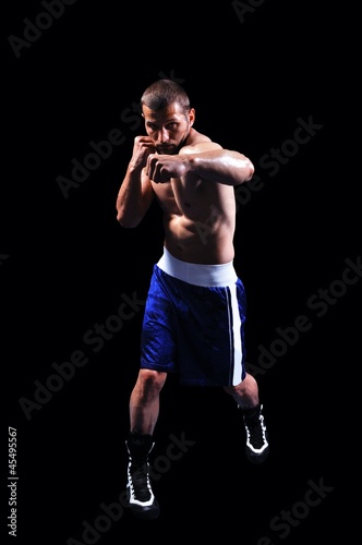 Plakat ciało bokser kick-boxing portret ćwiczenie