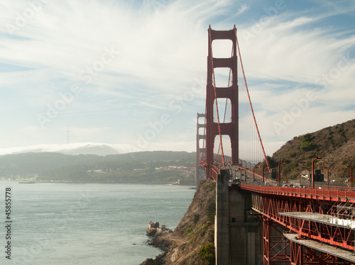 Plakat statek most golden gate port