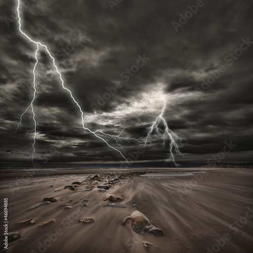 Plakat wybrzeże plaża natura sztorm