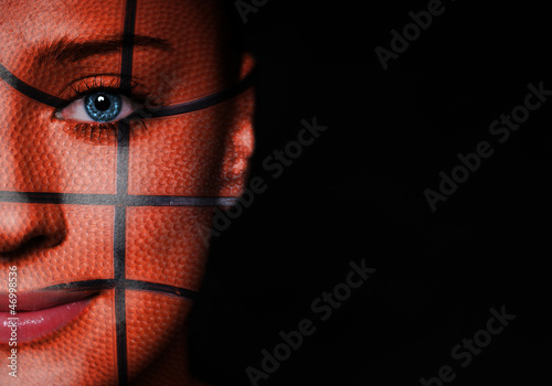 Naklejka koszykówka twarz dziewczynka stadion kobieta