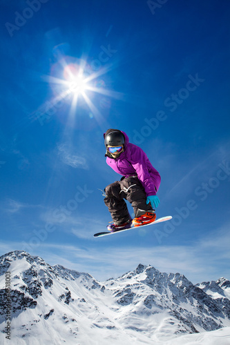 Fotoroleta spokojny niebo snowboard śnieg