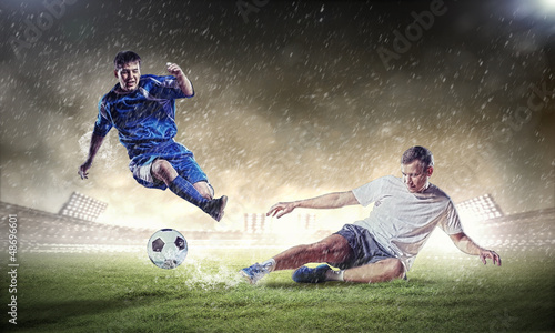 Naklejka piłka nożna sport sztorm trawa mężczyzna