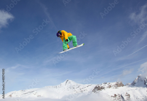 Plakat park szczyt snowboarder śnieg snowboard