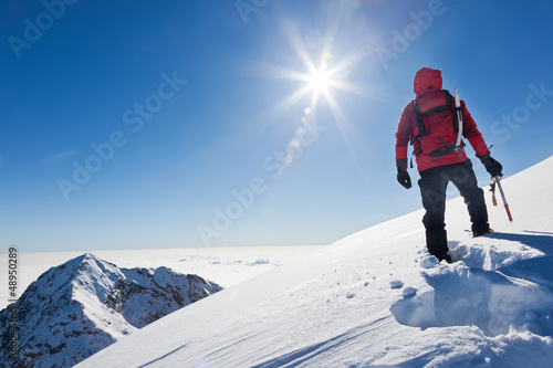 Fotoroleta alpinista góra klif