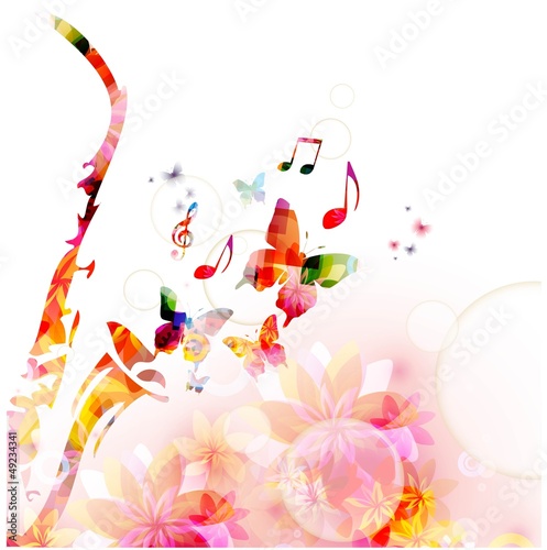 Plakat motyl kompozycja fortepian muzyka śpiew