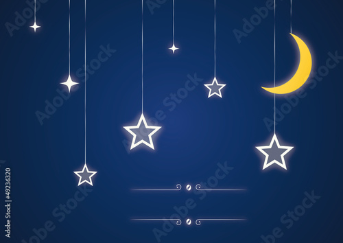 Plakat kreskówka księżyc gwiazda sztuka noc