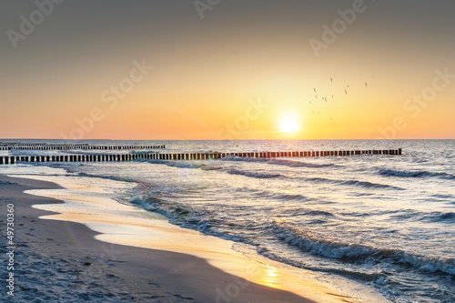 Plakat morze wybrzeże plaża morze północne woda