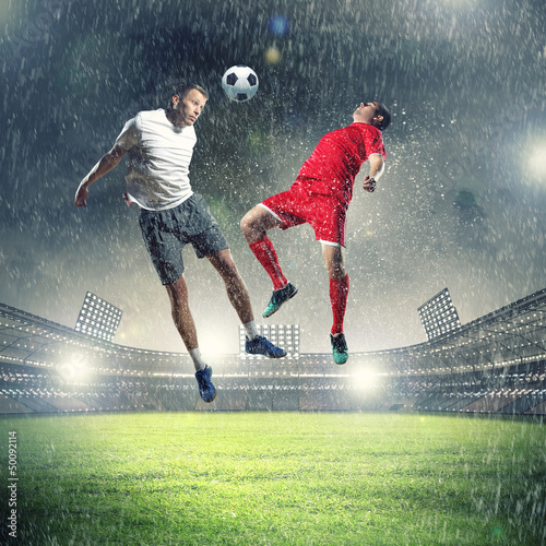 Plakat mecz trawa piłka nożna stadion