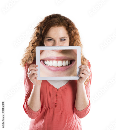 Plakat piękny zdrowy twarz uśmiech