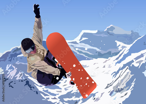 Fotoroleta snowboard śnieg sporty zimowe narciarz