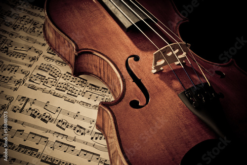 Naklejka muzyka kompozycja skrzypce przyrząd klasyk