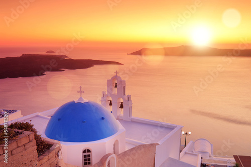 Plakat santorini architektura kościół