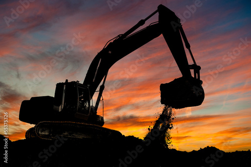 Plakat maszyny maszyna traktor działanie żółty