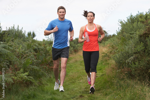 Plakat mężczyzna jogging zdrowy wieś natura