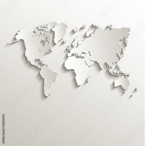 Plakat mapa świat 3D kontynent
