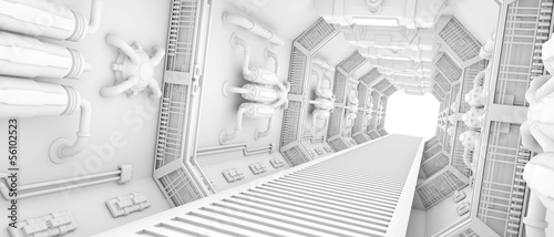 Plakat transport statek korytarz 3D tunel
