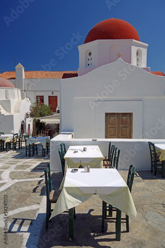 Fotoroleta mykonos grecja architektura słońce kościół