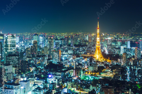 Naklejka japonia zmierzch tokio widok