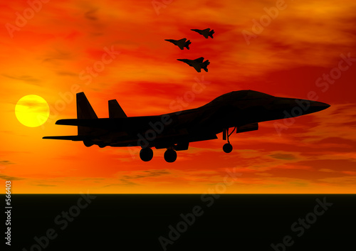 Obraz na płótnie wojskowy odrzutowiec słońce samolot