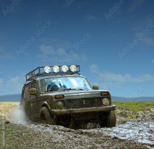 Plakat droga motorsport dziki samochód offroad