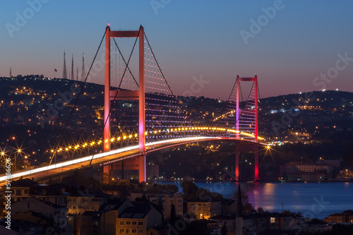 Naklejka świt noc turcja most