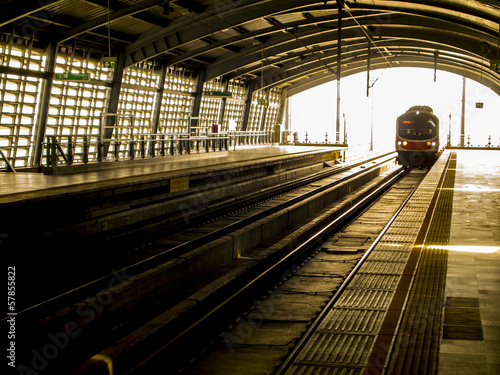 Naklejka ruch perspektywa metro miejski tunel