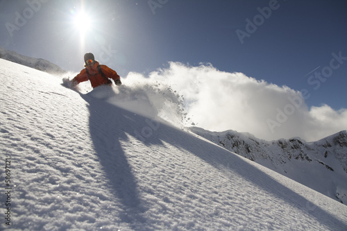 Naklejka snowboarder sport narciarz góra śnieg