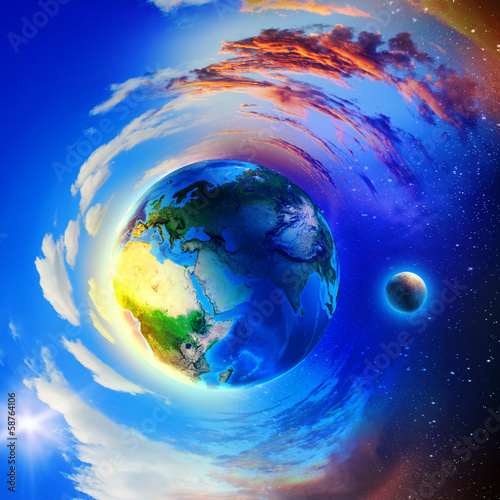 Plakat glob widok układ słoneczny