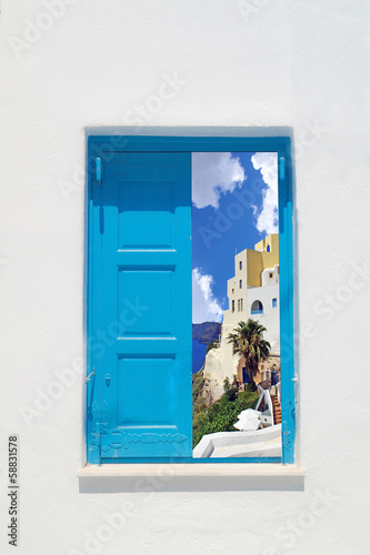 Naklejka grecki architektura wioska santorini