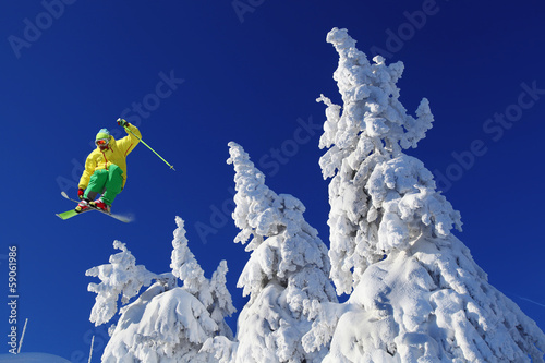 Plakat snowboarder niebo mężczyzna