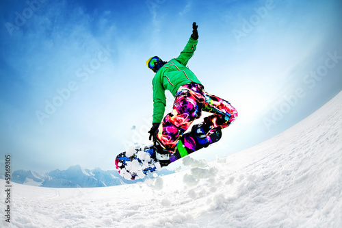 Fotoroleta snowboard narty zabawa alpy