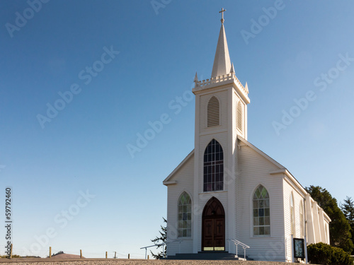 Plakat kościół wieża architektura ameryka niebo