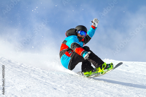 Obraz na płótnie sporty ekstremalne chłopiec wyścig śnieg snowboard