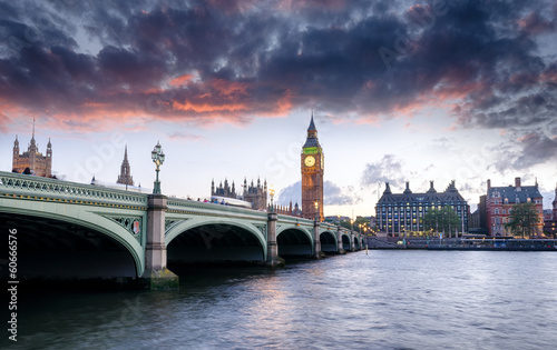 Naklejka wieża bigben noc londyn anglia