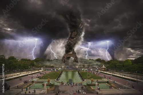 Plakat wieża świat francja sztorm