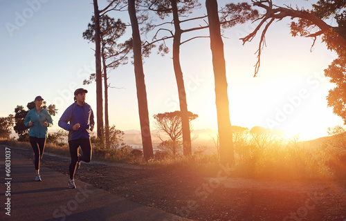 Plakat ludzie jogging witalność para