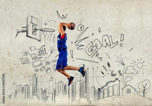 Plakat piłka zdrowy koszykówka witalność mężczyzna
