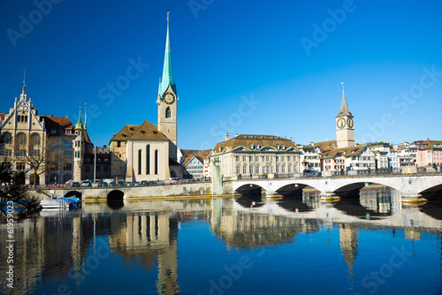 Plakat panorama most niebo architektura