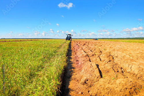 Fototapeta natura traktor jedzenie pole siano